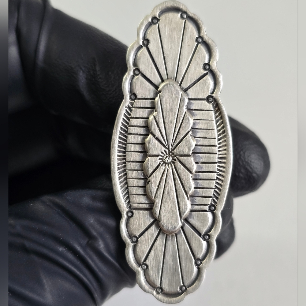 Rare 2” Long Sacred Sunray Engraving Sterling Silver 925 Native Ring